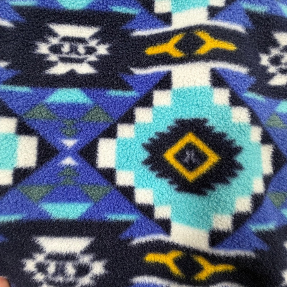 WESC Mens Medium Geometric Fleece Jacket Blue Yellow Aztec Southwestern Zip Up - Picture 16 of 16